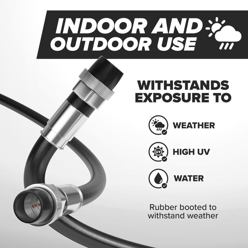 THE CIMPLE CO Coaxial Cable, 125 FT, Weatherproof Rubber Boot, Indoor/Outdoor TV Cable, High Speed Internet, Dual Shield, Satellite, Antenna, CATV, RG6, 38 Meters, Black - Image 3